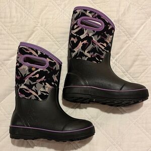 Kids' Black and Purple Camouflage Boots